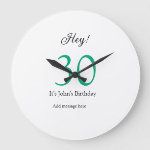 Reloj Redondo Grande Feliz cumpleaños 30 letras verdes negras negritas