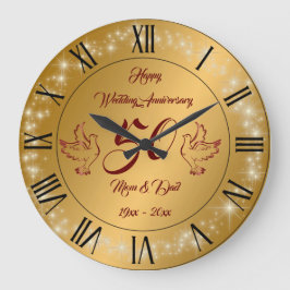 Reloj Redondo Grande Feliz cumpleaños 50 aniversario de Sparkly Persona