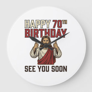 Reloj Redondo Grande Feliz Cumpleaños 70 Nos vemos pronto Camiseta Vint
