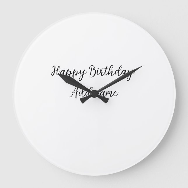 Reloj Redondo Grande Feliz cumpleaños agregar el título simple (Anverso)