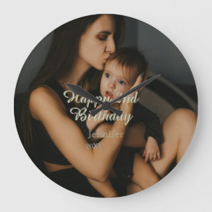 Reloj Redondo Grande Feliz cumpleaños número 2 niños bebé madre amarill