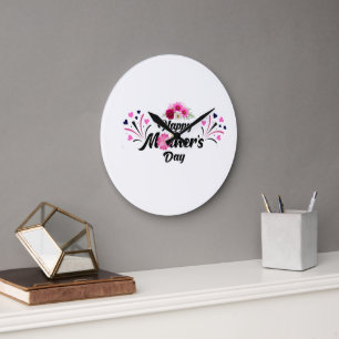 Reloj Redondo Grande Feliz día de la madre diseño moderno único para re