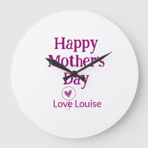 Reloj Redondo Grande Feliz día de la madre nombre femenino amor signo m