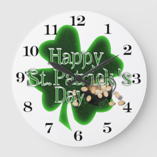 Reloj Redondo Grande Feliz Día de San Patricio - Oro