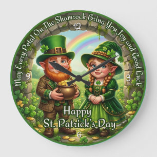 Reloj Redondo Grande Feliz día de San Patricio Suerte