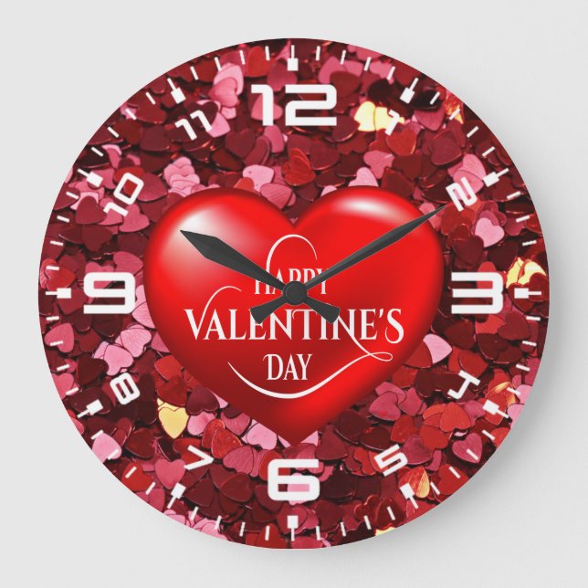 Reloj Redondo Grande ¡Feliz Día de San Valentín! (Anverso)