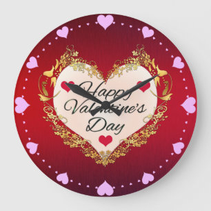 Reloj Redondo Grande Feliz Día de San Valentín, forma del corazón - 479