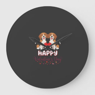 Reloj Redondo Grande Feliz día de San Valentín pareja de Beagle