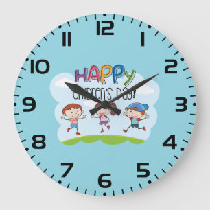 Reloj Redondo Grande Feliz Día del Niño Celebración de Niños
