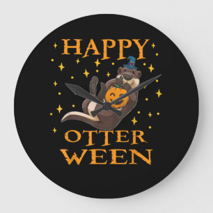 Reloj Redondo Grande Feliz entre el disfraz de Halloween de Otter marin