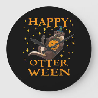 Reloj Redondo Grande Feliz entre el disfraz de Halloween de Otter marin