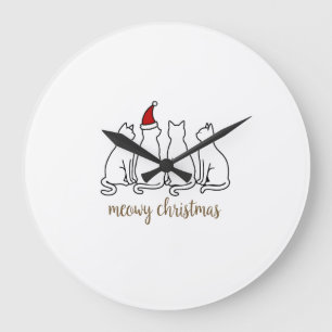 Reloj Redondo Grande Feliz Gatmas Gato Navidad Adorable Gatito Gatos Sa