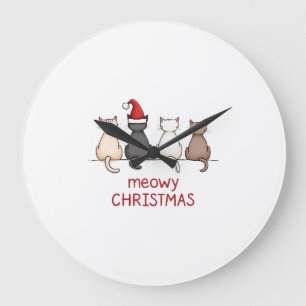 Reloj Redondo Grande Feliz Gatomidad Gato Navidad Gatito Lindo Gatos Sa