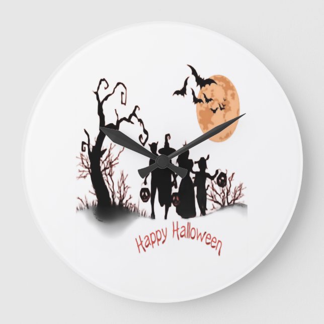Reloj Redondo Grande Feliz Halloween (Anverso)