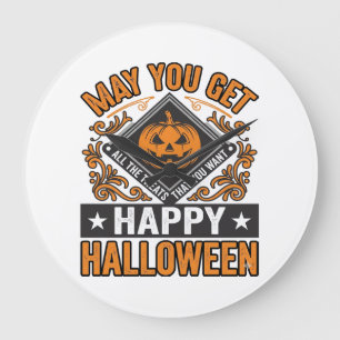 Reloj Redondo Grande Feliz Halloween Calabaza Regalos Vintage
