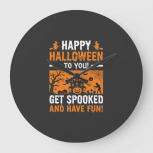 Reloj Redondo Grande Feliz Halloween Casa Embrujada Espeluznante Frase
