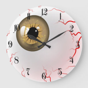 Reloj Redondo Grande ¡Feliz Halloween! Espeluznante Béisbol Marrón