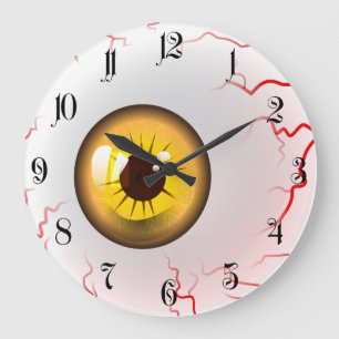 Reloj Redondo Grande ¡Feliz Halloween! Espeluznante Ojo Amarillo