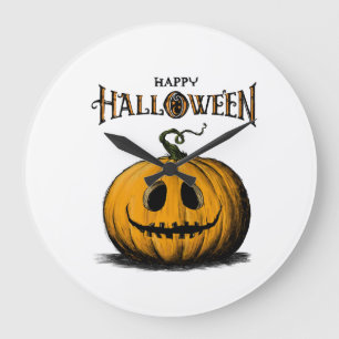Reloj Redondo Grande Feliz Halloween Jack O'Lantern Adulto Camiseta Nar
