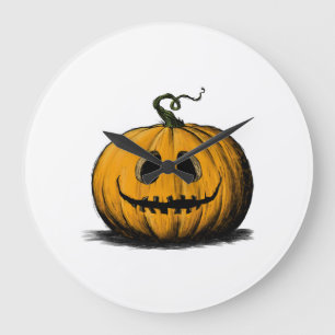 Reloj Redondo Grande Feliz Halloween Jack O'Lantern Adulto Natural