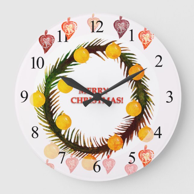 Reloj Redondo Grande Feliz Navidad (Anverso)