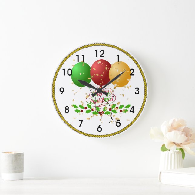 Reloj Redondo Grande Feliz Navidad (Hogar)