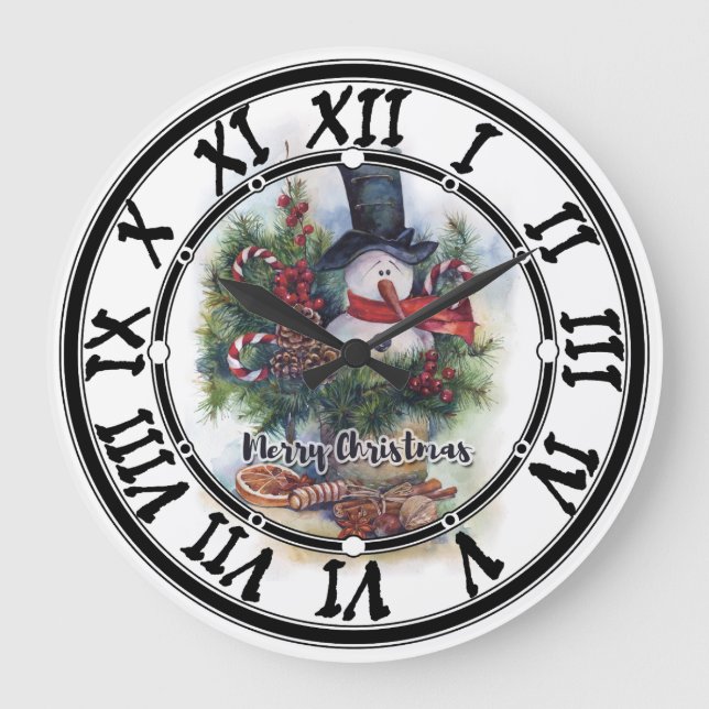 Reloj Redondo Grande Feliz Navidad (Anverso)