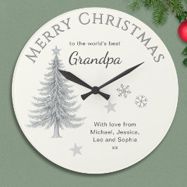 Reloj Redondo Grande Feliz Navidad Abuelo Recuerdo de Crema
