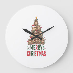 Reloj Redondo Grande Feliz Navidad Árbol Perezoso
