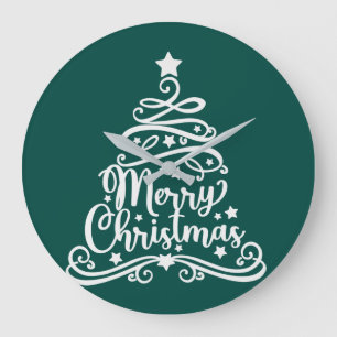 Reloj Redondo Grande Feliz Navidad Copos de nieve, Feliz Año Nuevo