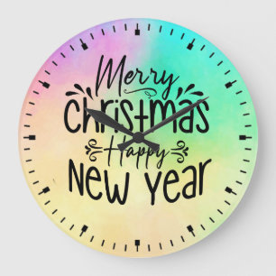 Reloj Redondo Grande Feliz Navidad Feliz Año Nuevo