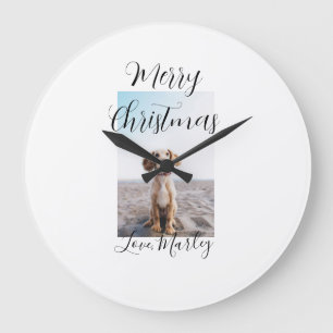 Reloj Redondo Grande Feliz Navidad mascota perro gato foto regalos de v