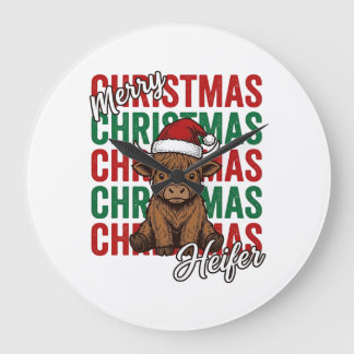 Reloj Redondo Grande Feliz Navidad Novilla Camisa Diseño Navideño_1