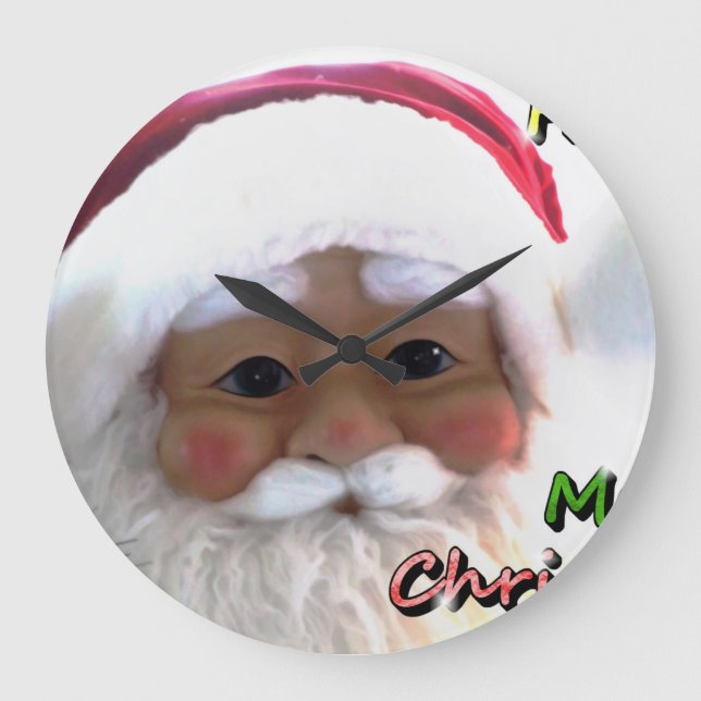 Reloj Redondo Grande Feliz Navidad Santa Cláusula (Anverso)