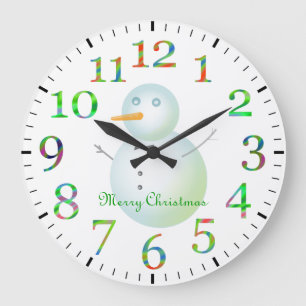 Reloj Redondo Grande Feliz Navidad Snowman
