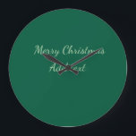 Reloj Redondo Grande Feliz Navidad verde planicie vacaciones en solitar<br><div class="desc">Diseño</div>