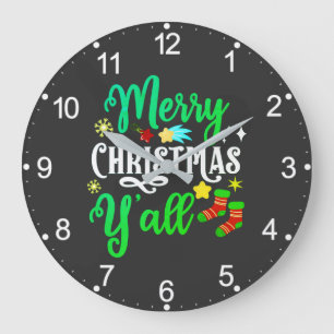 Reloj Redondo Grande Feliz Navidad Y'all-85918