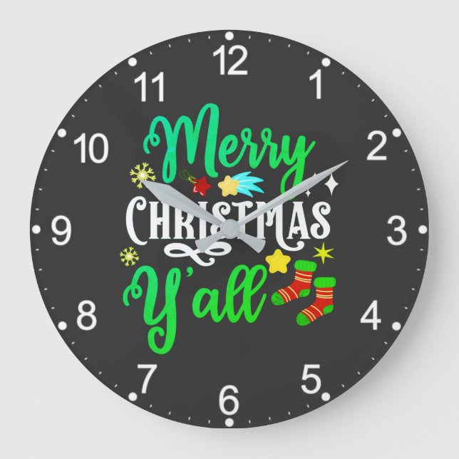 Reloj Redondo Grande Feliz Navidad Y'all-85918 (Anverso)