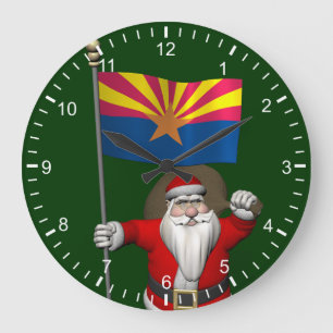Reloj Redondo Grande Feliz Papá Noel De Camino A Arizona