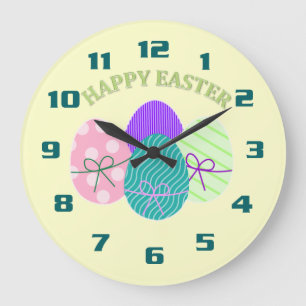 Reloj Redondo Grande Feliz Pascua Huevos de Pascua lindos