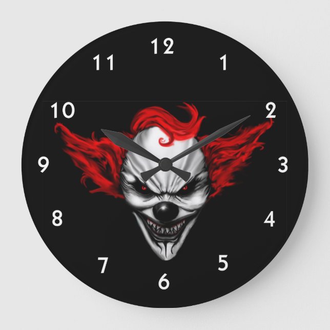 Reloj Redondo Grande Feliz Payaso Rojo Malvado (Anverso)