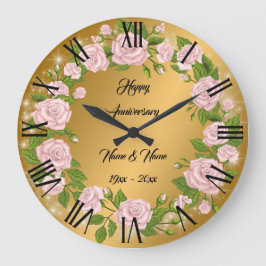 Reloj Redondo Grande Feliz Rosa de oro Personalizar