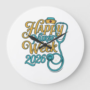 Reloj Redondo Grande Feliz Semana de las Enfermeras 2026 Diseño de Cami