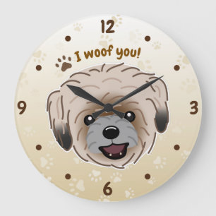 Reloj Redondo Grande Feliz Shih Tzu Dog Lover I Wowty Paws
