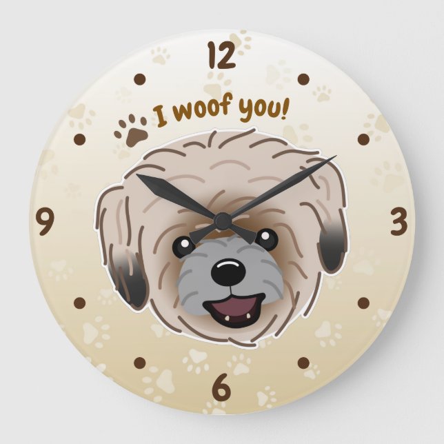 Reloj Redondo Grande Feliz Shih Tzu Dog Lover I Wowty Paws (Anverso)