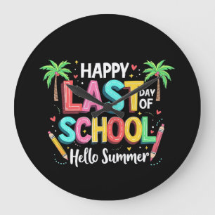 Reloj Redondo Grande Feliz Último Día Del Colegio Hola Summer