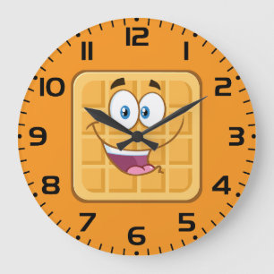 Reloj Redondo Grande Feliz Waffle Kawaii Desayuno Comida Sonriente