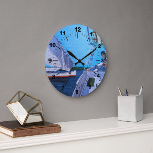 Reloj Redondo Grande Feluccas en el Nilo Pintura de Alfred Fox
