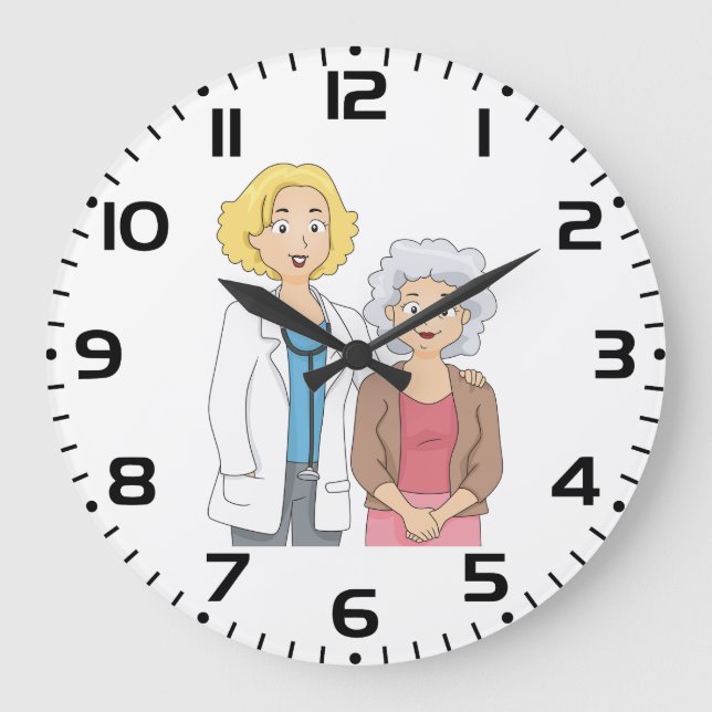 Reloj Redondo Grande Female Doctor with Senior Woman Patient (Anverso)