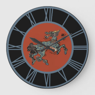 Reloj Redondo Grande Feng Shui Qilin chino Números Azules